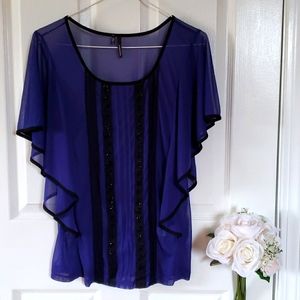 NWOT Maurices butterfly sleeve sheer top
